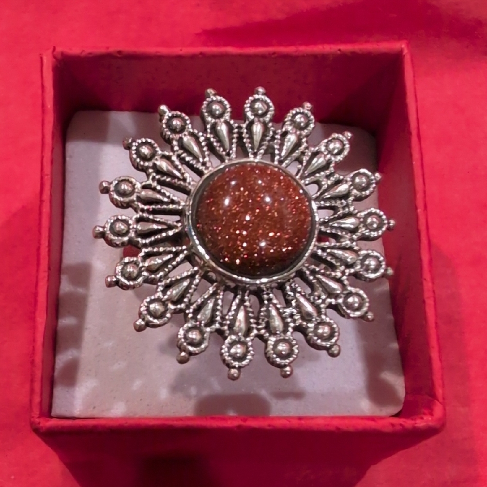 Goldstone Ring Sterling Silver - image 3